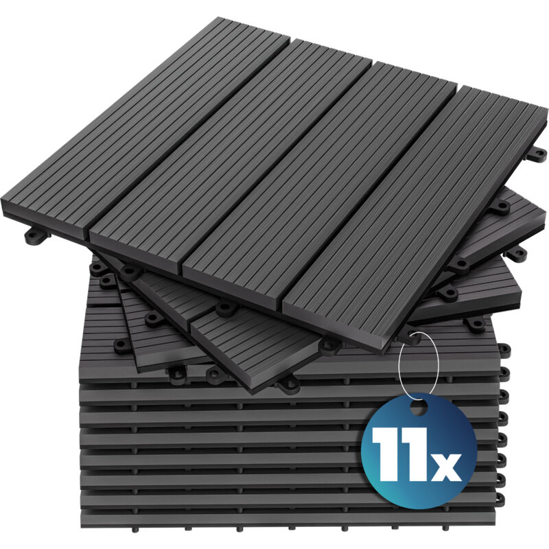 Wpc Fliesen 1m²-6m² Terrassenfliesen Set Holzfliesen 30x30cm Balkon Pool Garten 11x Klassik anthrazit