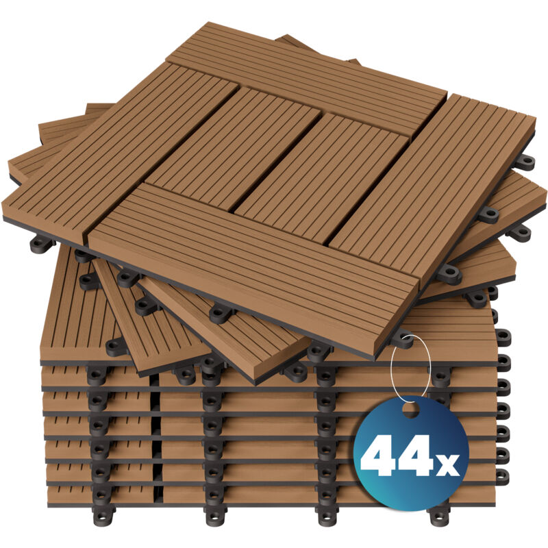 Wpc Fliesen 1m²-6m² Terrassenfliesen Set Holzfliesen 30x30cm Balkon Pool Garten 44x Mosaik terrakotta