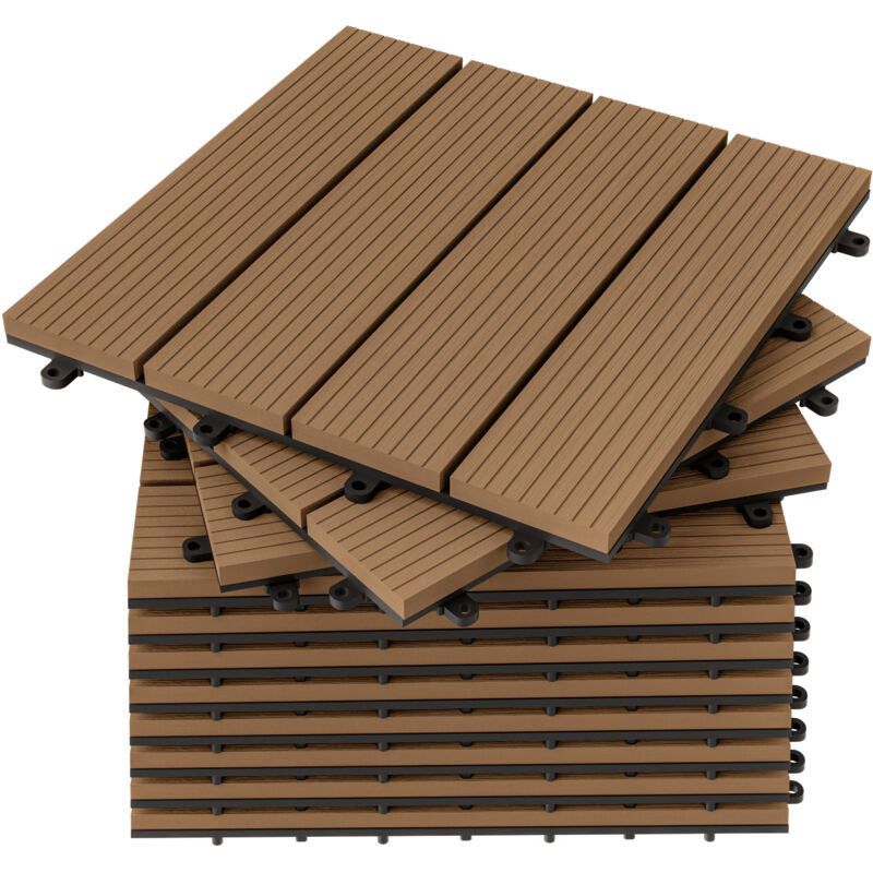 Casaria® WPC-Fliesen Terrassenfliesen Holzfliesen 30x30cm Balkon Terrasse Pool Garten Muster Klassik Mosaik Terrakotta Anthrazit Klassik terrakotta