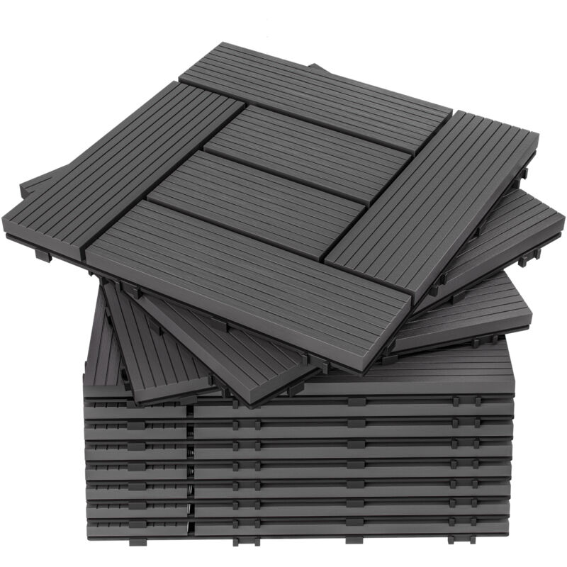 Casaria® WPC-Fliesen Terrassenfliesen Holzfliesen 30x30cm Balkon Terrasse Pool Garten Muster Klassik Mosaik Terrakotta Anthrazit Mosaik anthrazit