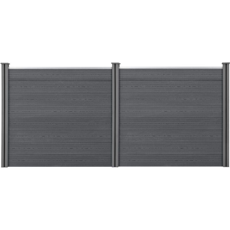 Neu.holz - wpc Gartenzaun 165x314 cm mit Pfosten Sichtschutz Windschutz Grau