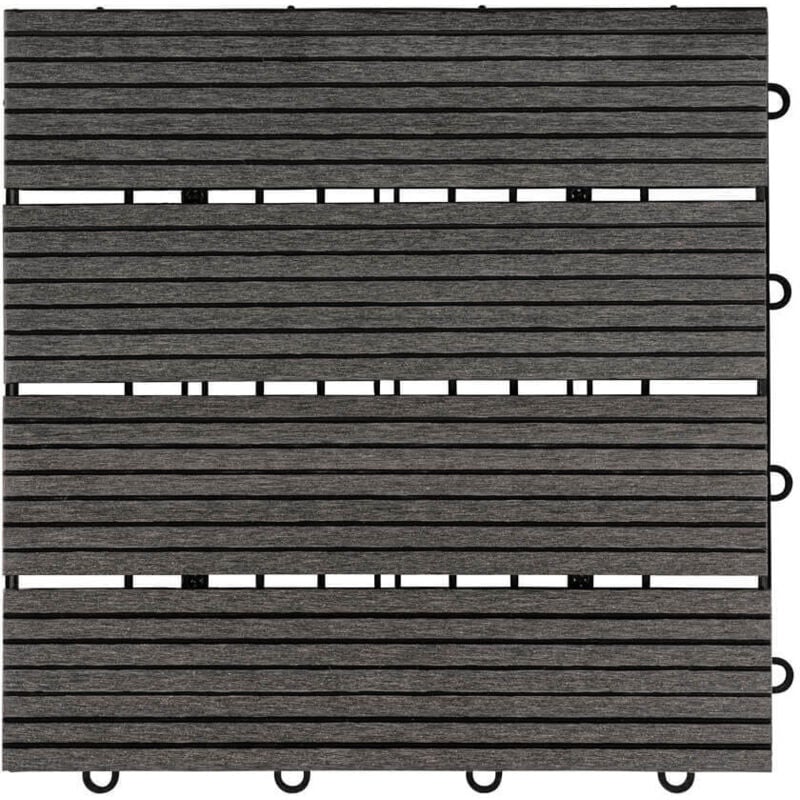 Home Deluxe - WPC Klickfliesen BAVARO - 3m², Farbe: Anthrazit - 11 Fliesen á 30 x 30 cm I Terrassenfliesen Holzfliesen Klickfliese Bodenfliesen WPC