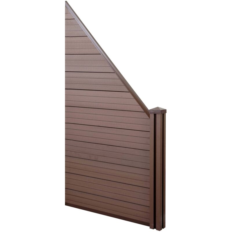 HHG - WPC-Sichtschutz Savoie, Windschutz Zaun, WPC-Pfosten Erweiterungselement schräg rechts, 0,98m braun