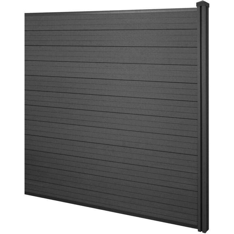 HHG - WPC-Sichtschutz Savoie, Windschutz Zaun, WPC-Pfosten Erweiterungselement, 1,88m anthrazit