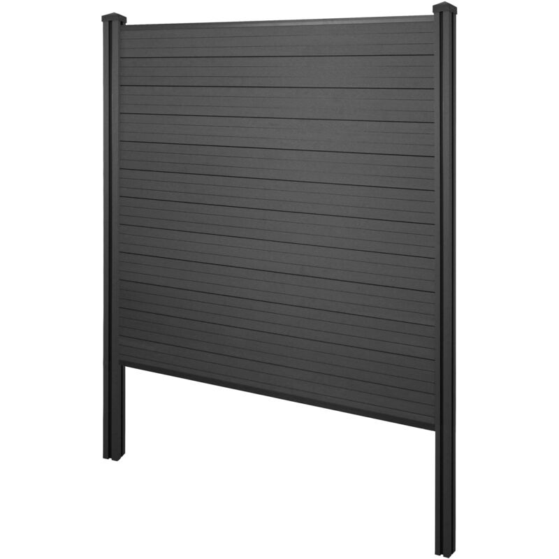 HHG - WPC-Sichtschutz Savoie, Windschutz Zaun, WPC-Pfosten zum Einbetonieren Basiselement, 195cm anthrazit