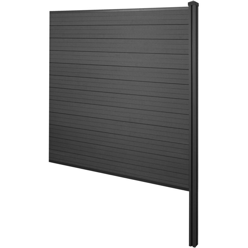 HHG - WPC-Sichtschutz Savoie, Windschutz Zaun, WPC-Pfosten zum Einbetonieren Erweiterungselement, 188cm anthrazit