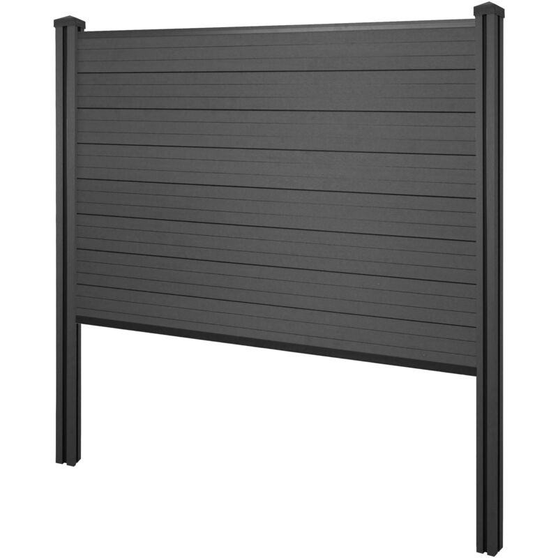 HHG - WPC-Sichtschutz Savoie, Zaun Windschutz, WPC-Pfosten zum Einbetonieren Basiselement, 195cm anthrazit