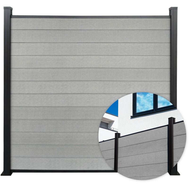WPC Sichtschutzzaun Kronos 180x180 cm Stone grey