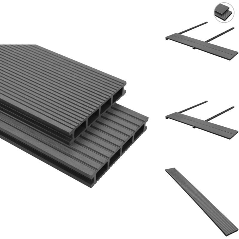 Vidaxl - wpc Terrassendielen mit Montagezubehör 20 m² 2,2 m Grau - wpc Terrasse - Garten Terrasse - Outdoor Dekoration - Holzterrasse - Composite