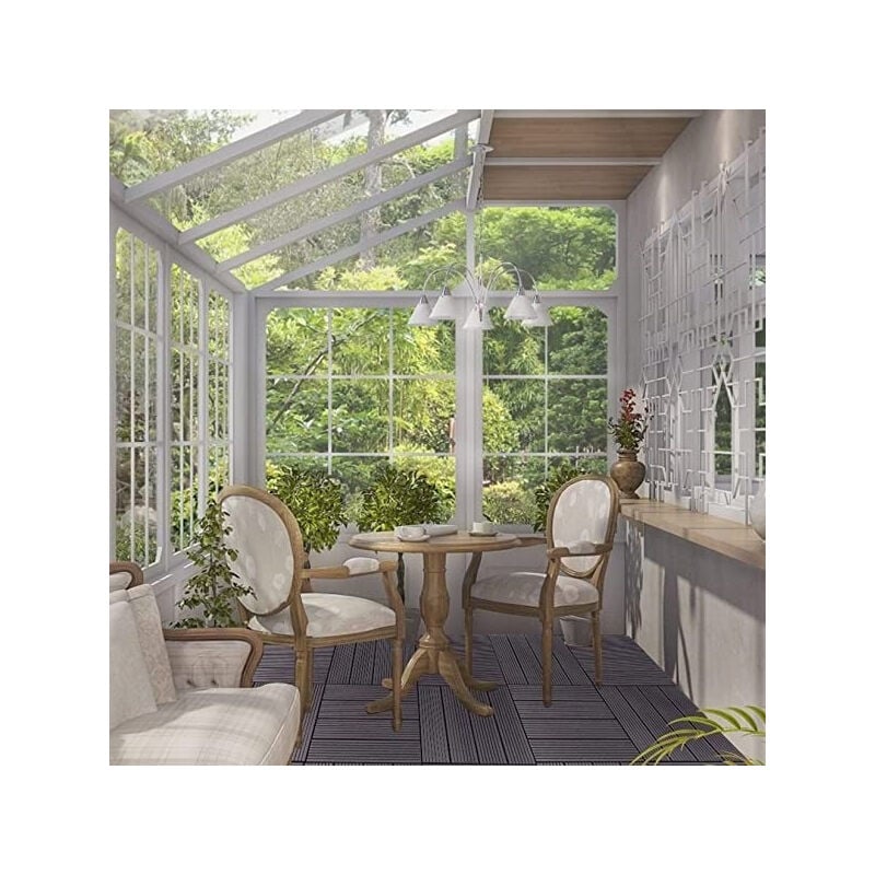 WOLTU WPC Terrassenfliesen Terrassendielen Fliese in Holzoptik Bodenbelag mit klicksystem (22 Stück / 2 m²) anthrazit