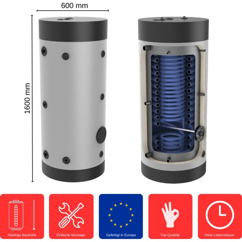 Feueranker ® - Wärmepumpenspeicher 200 Liter WPS-2-200 Solarspeicher Warmwasserspeicher Boiler