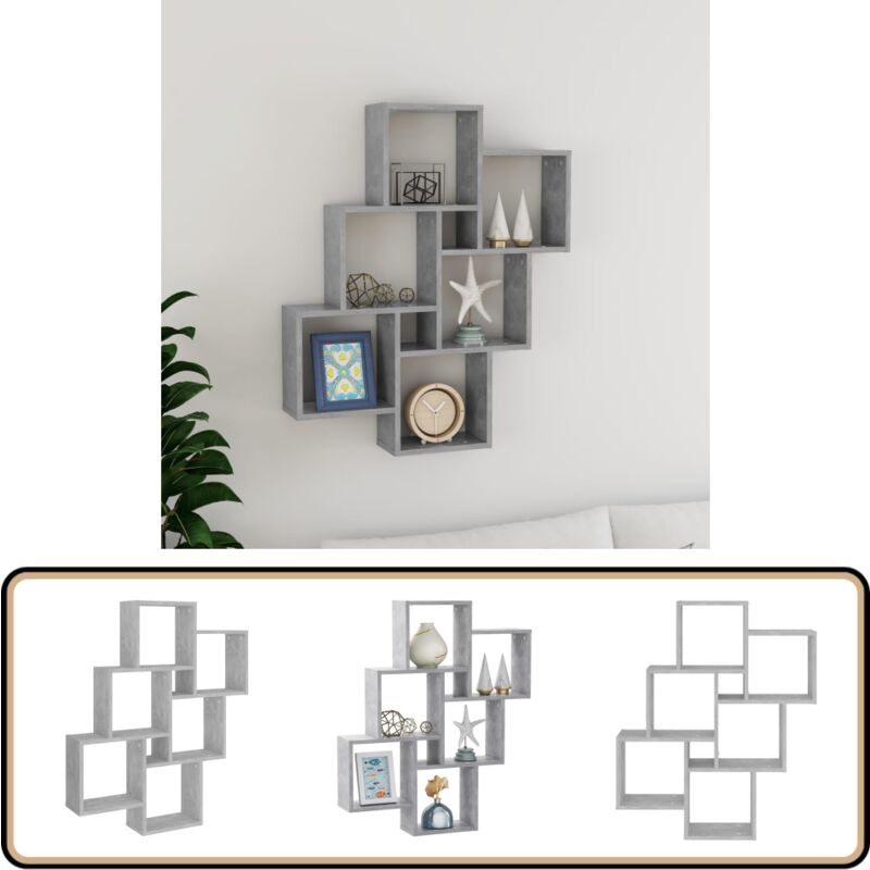 Würfelregal Betongrau 78x15x93 cm Holzwerkstoff - Wand Regal - Regal Grau - Holzwandregal - Aufbewahrungswandregal - Deko Regal
