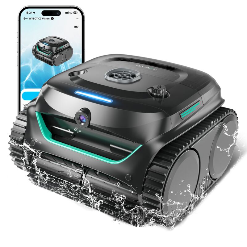 C2 Vision - Kabelloser Poolroboter mit Smart Vision, Intelligente Navigation, 8 Reinigungsmodi, lange Batterielebensdauer - Wybot
