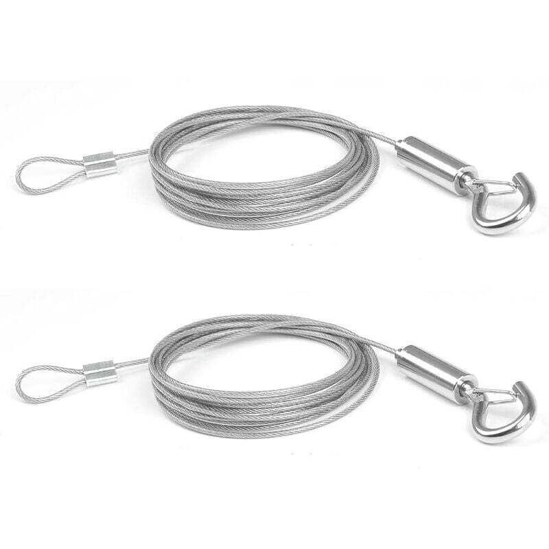 X 2 m Edelstahl-Kabel-Wette-Haken-Seil für Kleider-/Lichter-/Fotoständer, max. 30 kg