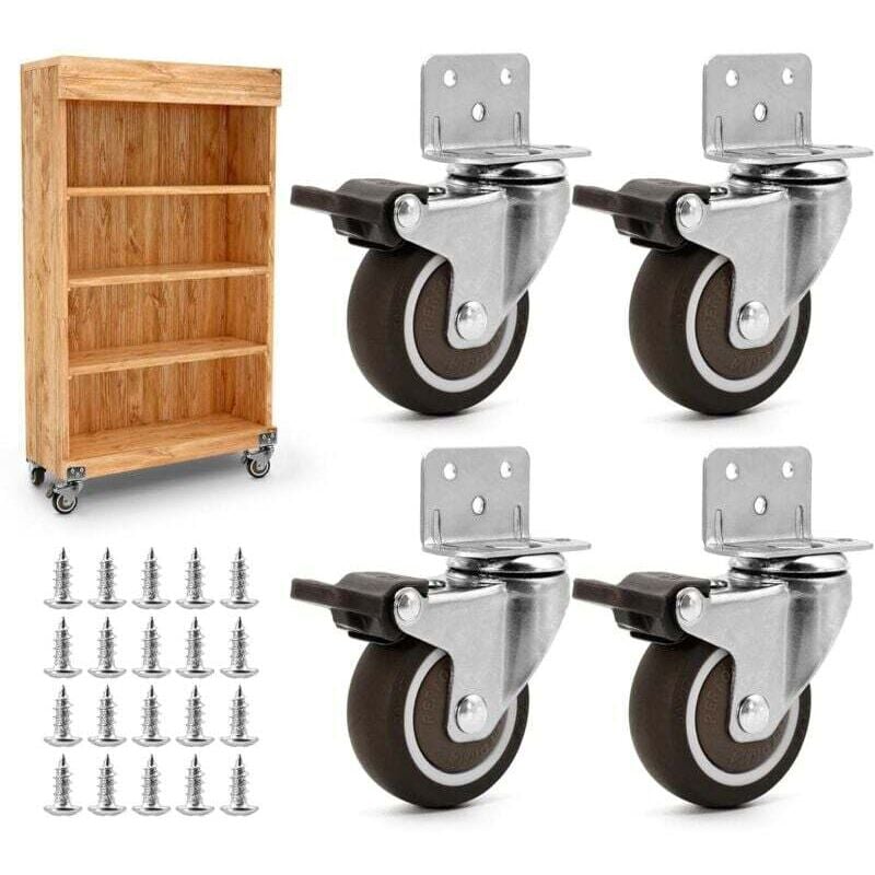 x 50 mm Möbelrollen. Lenkrollen mit 4 Bremsen. Räder mit Bremse. Wird mit 20 Bolzen geliefert. Lenkrollen für schwere Lasten, schwere Möbel, Sofas,