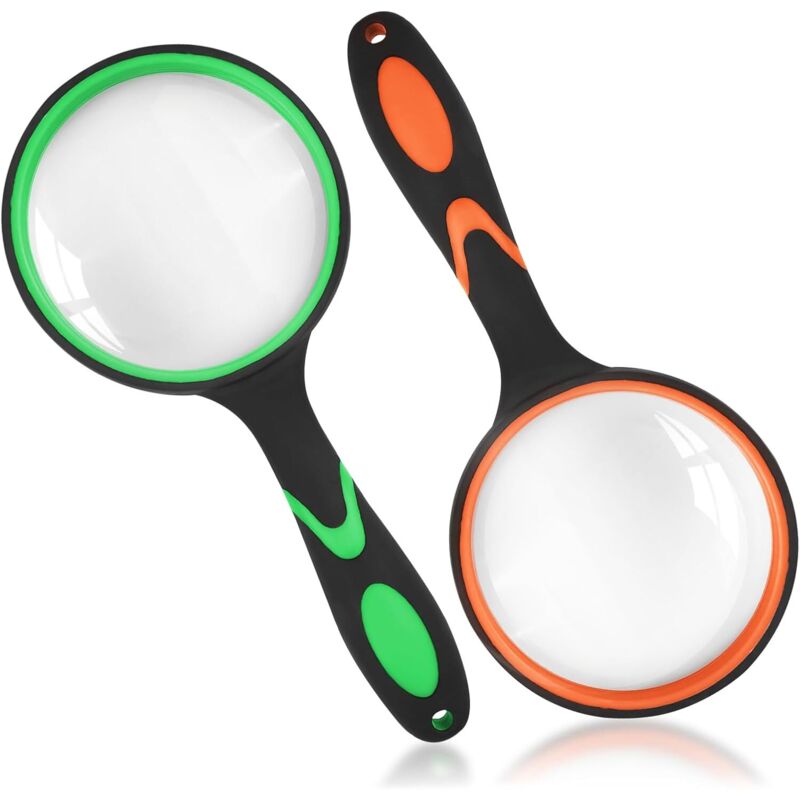 Gabrielle - x 80 mm Lupe mit rutschfestem Gummigriff, ideal für Kinder und ältere Menschen, ideal für wissenschaftliche Bücher, Zeitschriften,