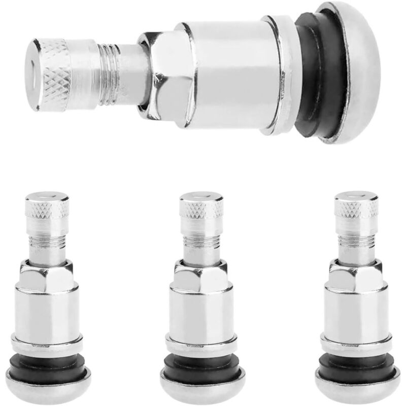 x Alufelgenventile aus Metall, silberne Stahlventile für Alufelgen, Autoreifenventil 11,3 mm, universelles Ventilloch, Autofelgenventile,