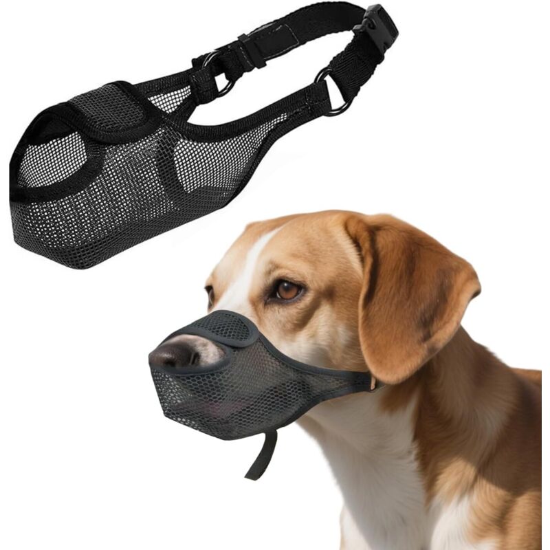 x atmungsaktiver Maulkorb für große Hunde, verstellbar, zur Bellkontrolle, Größe S