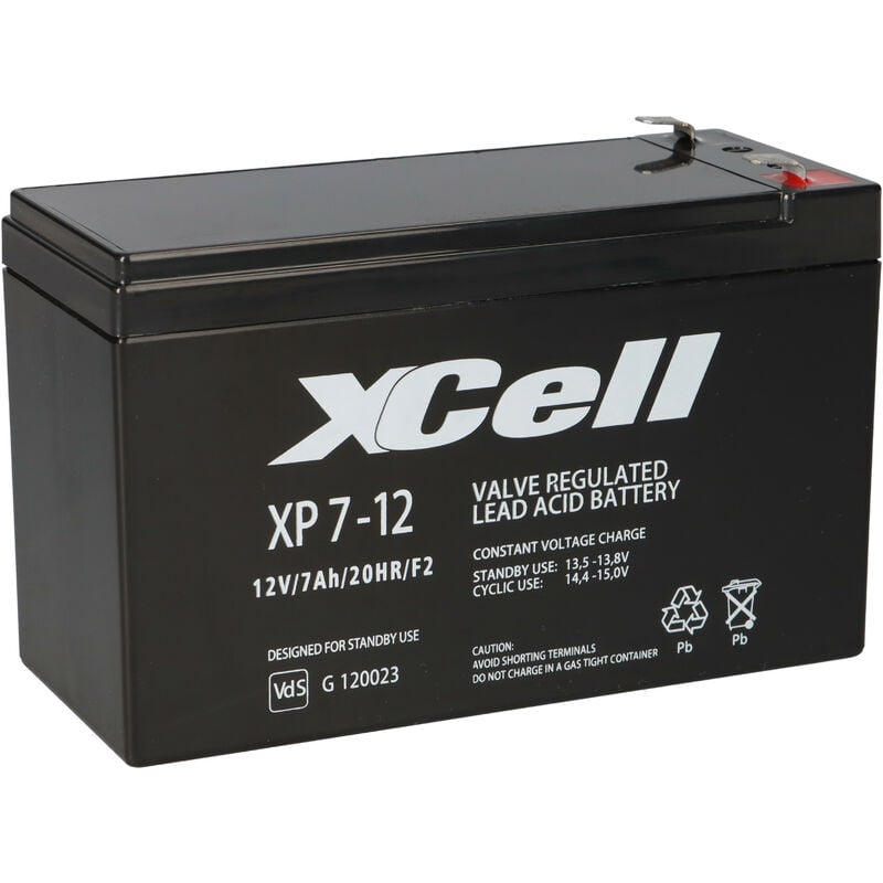 XCell Bleiakku XP7-12 - F2 12V 7 Ah Pb 6,3mm Anschluss