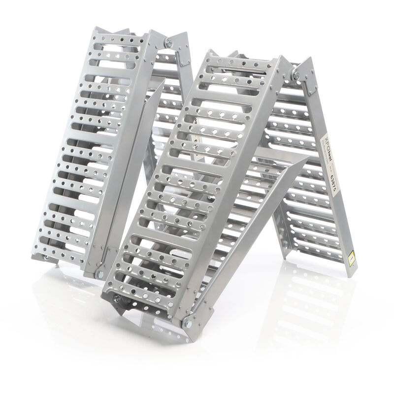 XPOtool 2x Auffahrrampe max. 800 kg 3-fach klappbar 195,5 cm für Motorrad ATV Quad, Stahl Auffahrschiene faltbar, Verladerampe rutschsicher