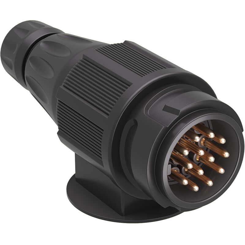 Wiltec - Anhänger Stecker 13-polig 12V, Nylon Adapter für pkw Anhänger, Anhängerkupplung Steckanschluss, Anhängersteckdose