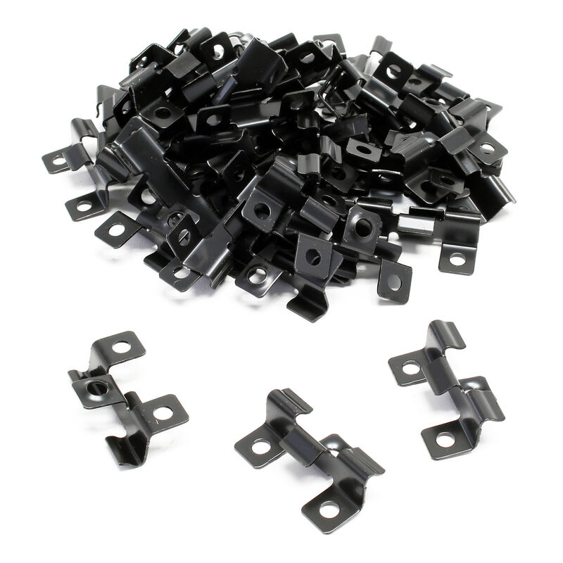 Wiltec - 50x Edelstahl Clips 6mm Terrassendielen Montage, für 8mm Seitennut, Befestigungsklammer aus Edelstahl, schwarz
