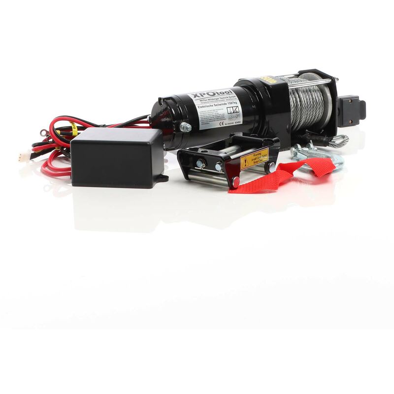 Elektrische Seilwinde 1587kg 12V, Seilzug mit 10,5m Stahlseil, 1,5PS Motorwinde für Offroad, Hebezug für Fahrzeuge, Anhänger und Boote - Xpotool