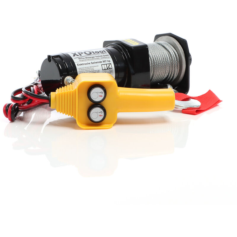Elektrische Seilwinde 907kg 12V, Seilzug mit 12,5m Stahlseil, 1PS Motorwinde für Offroad, Hebezug für Fahrzeuge, Anhänger und Boote - Xpotool