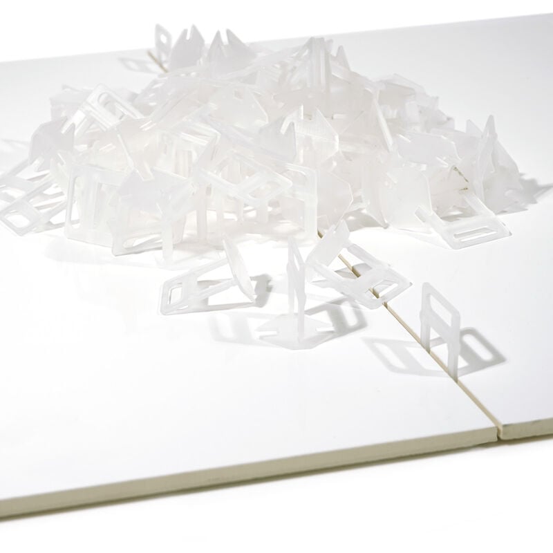 Xpotool - 100x Zuglaschen für Fliesen Nivelliersystem, 1,0 mm Fugenbreite, Fliesen Verlegehilfe, Laschen mit Sollbruchstelle