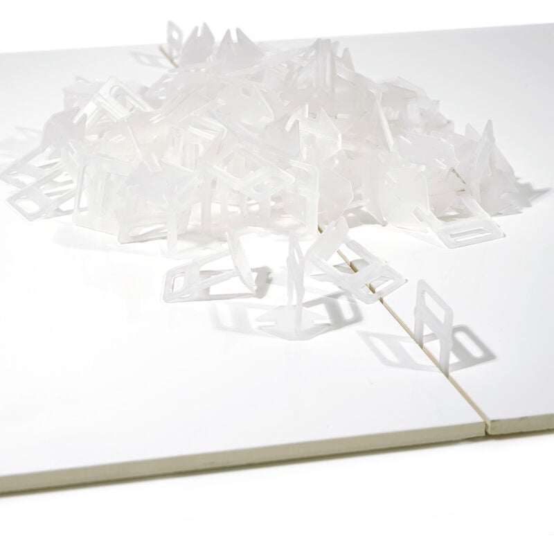 Xpotool - 100x Zuglaschen für Fliesen Nivelliersystem, 1,0 mm Fugenbreite, Verlegehilfe für Fliesen, Laschen mit Sollbruchstelle