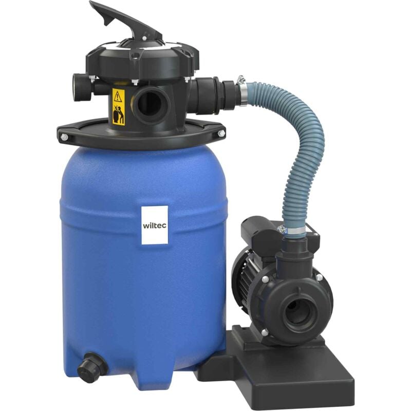 Wiltec Sandfilteranlage 250 W mit 14l Filtertank und selbstansaugender Pumpe 10000 l/h, Sandfilterpumpe, Pool-Pumpe
