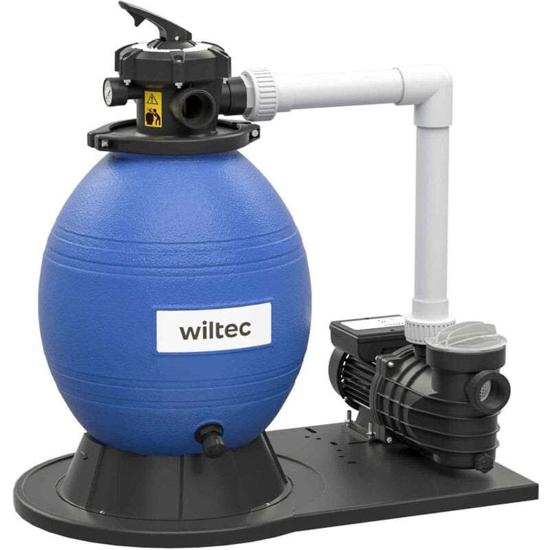 Wiltec - Sandfilteranlage 550 w mit 38l Filtertank und selbstansaugender Pumpe 18000 l/h, Sandfilterpumpe, Pool-Pumpe