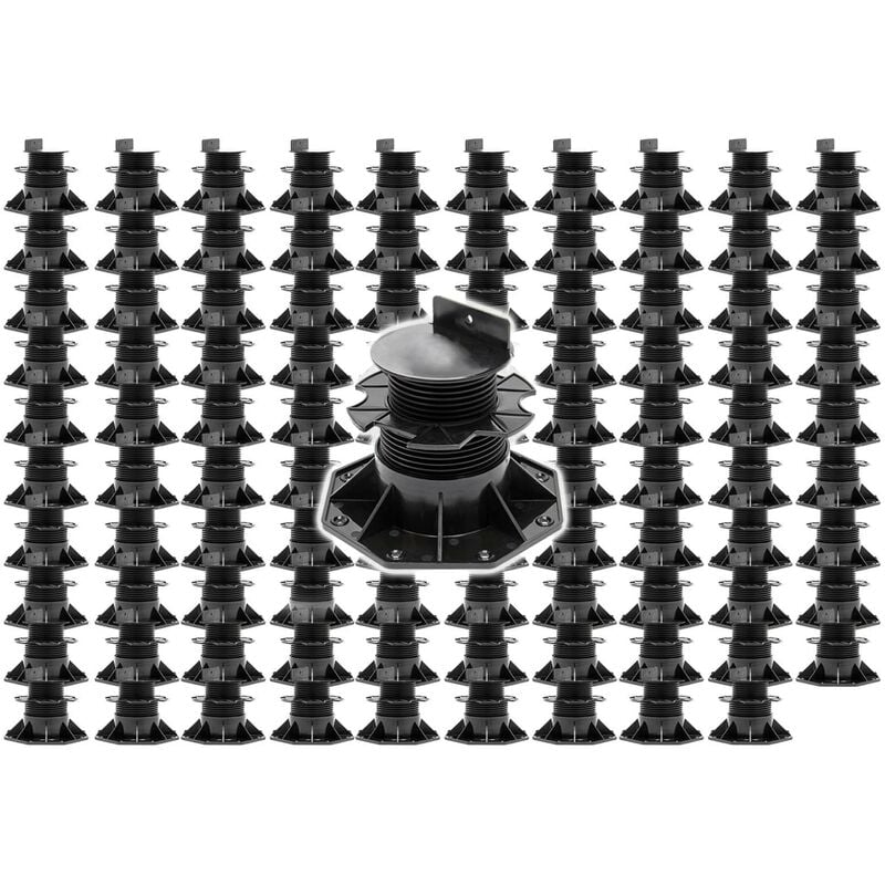 Set 100x Stelzlager für Terrassen, 2700kg, 60-138mm, höhenverstellbare Stellfüße für Terrassendielen, Platten und Planken - Xpotool