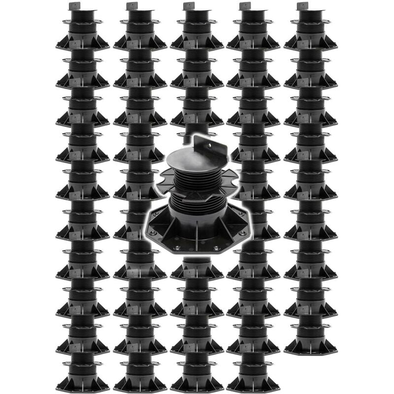 Set 50x Stelzlager für Terrassen, 2700kg, 60-138mm, höhenverstellbare Stellfüße für Terrassendielen, Platten und Planken - Xpotool