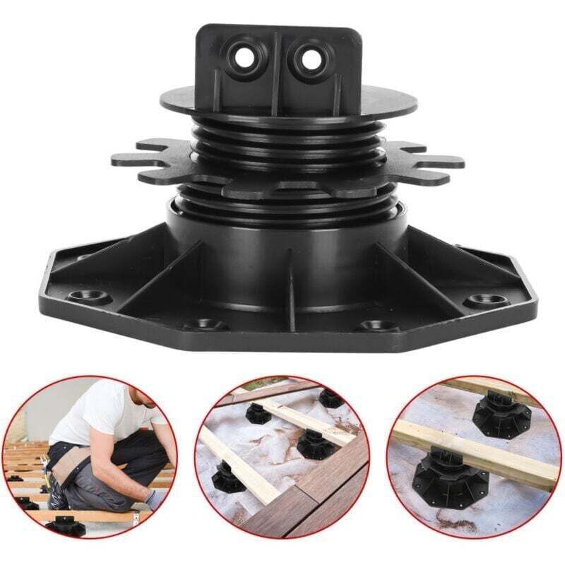 XU verstellbare Sockel für Holz- oder WPC-Terrassendielen, für 30–60 mm starke Dielen, 10 Stück, schwarz, hochwertiges Produkt, langlebig und