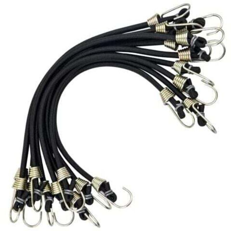 10er-Pack Spanngurte mit Mini-Haken, robuste Universal-Spanngurte für Zelte, Camping, Motorräder, Anhänger, Gepäckwagen und Fahrräder, schwarz - XVX