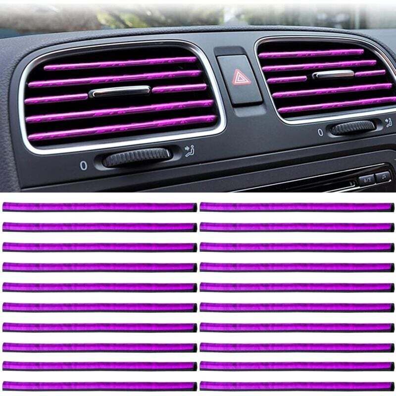 20er Set Auto Tuning Innendekoration Autozubehör Innendekoration Auto Tuning Aufkleber 20 cm passend für alle rechten Lüftungsschlitze (Eisviolett)