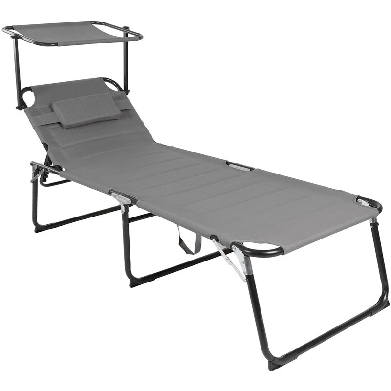 Xxl Alu Gartenliege gepolstert L200xB70cm Grau mit Sonnendach-DMC4400GRSD