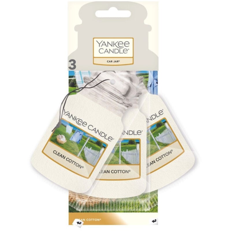 YANKEE CANDLE Auto-Duftglas Bonus-Autoduft CLEAN COTTON 3x15g