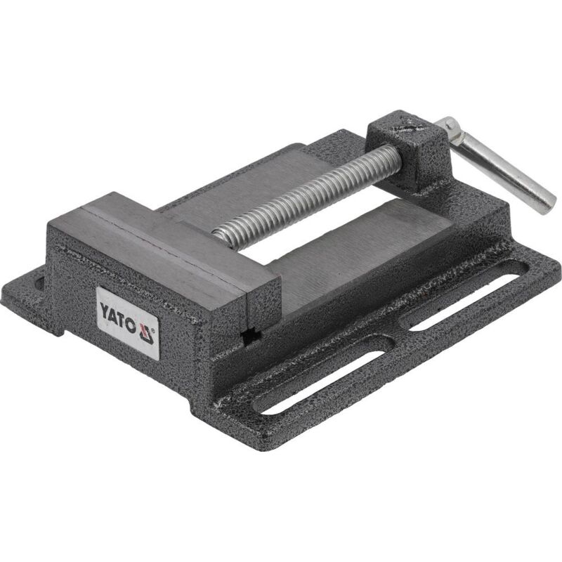 YATO YT-65066 Bohrmaschinen-Schraubstock Maschinenschraubstock 100 mm Gusseisen, gehärtete Backen, feste Werkbank-Montage