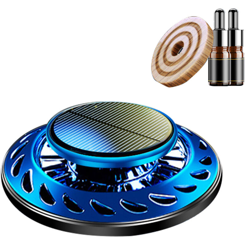 Yctze Solarbetriebener, rotierender Diffusor für ätherische Öle, langanhaltender Duft, für Auto, Schlafzimmer usw. (Blau).