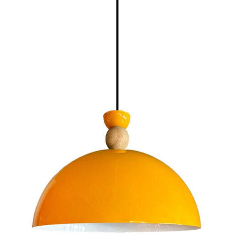 Yimpi Industrielle Pendelleuchte aus Handbemaltem Gelb Metall – Vintage-Kronleuchter E27 Ø30 cm für Wohnzimmer, Schlafzimmer oder Esszimmer