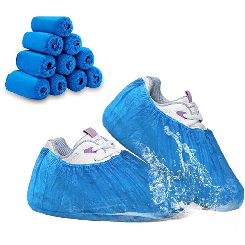 YMYNY 100 Stück Einweg-Schuhüberzüge, Vliesstoff, rutschfeste Schuhüberzüge, schmutzabweisend, wasserdicht und atmungsaktiv für Medizin, Werkstatt,