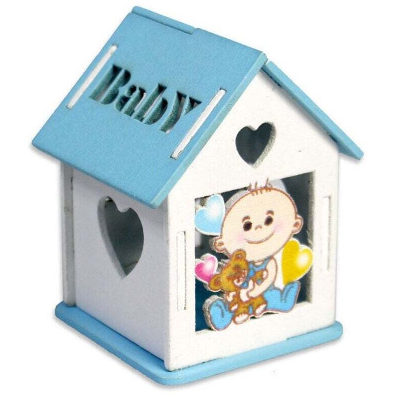 YMYNY – 12 blaue Babyparty-Geschenke für Jungen – Konfetti-Box in Hausform