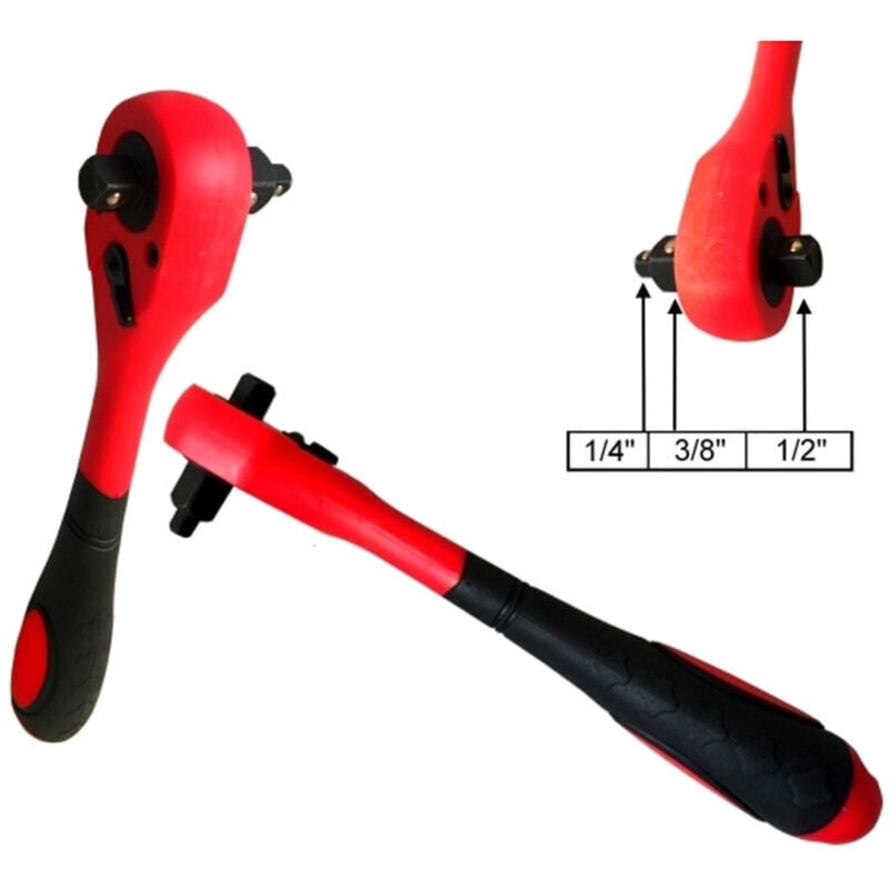 3-in-1-Universal-Umschaltratschenschlüssel für 1/4-Zoll-, 3/8-Zoll- und 1/2-Zoll-Steckschlüssel – - Ymyny
