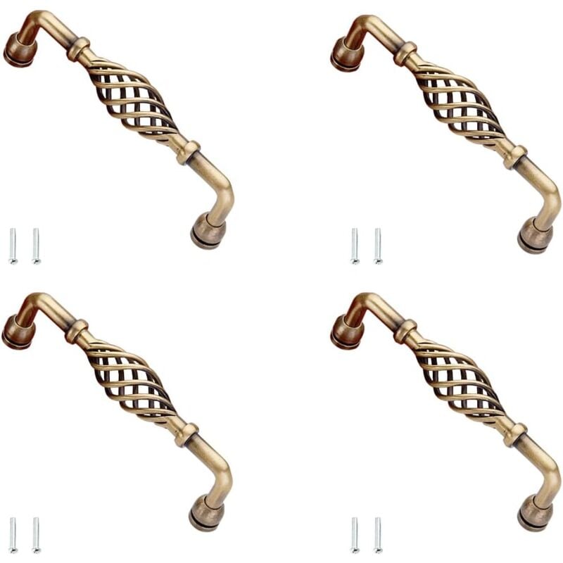 4 Stück Vintage-Schrankgriffe, Metall, Vogelkäfig-Stil, antiker Türknauf mit Schrauben für Schubladen, Küchenschränke - Ymyny
