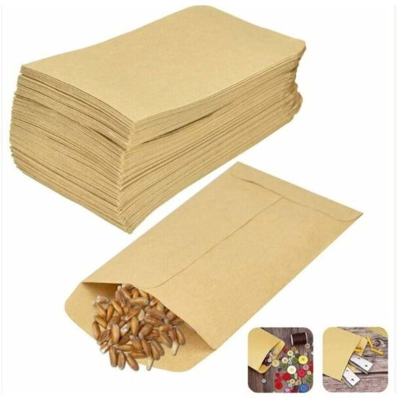 YMYNY Braune Kraftpapiertüten, 10 x 6 cm, Lebensmittelbeutel, Kraftbeutel, Samen, recycelbare Tasche, Vintage-Kraftpapiertüte für Samen, Süßigkeiten,