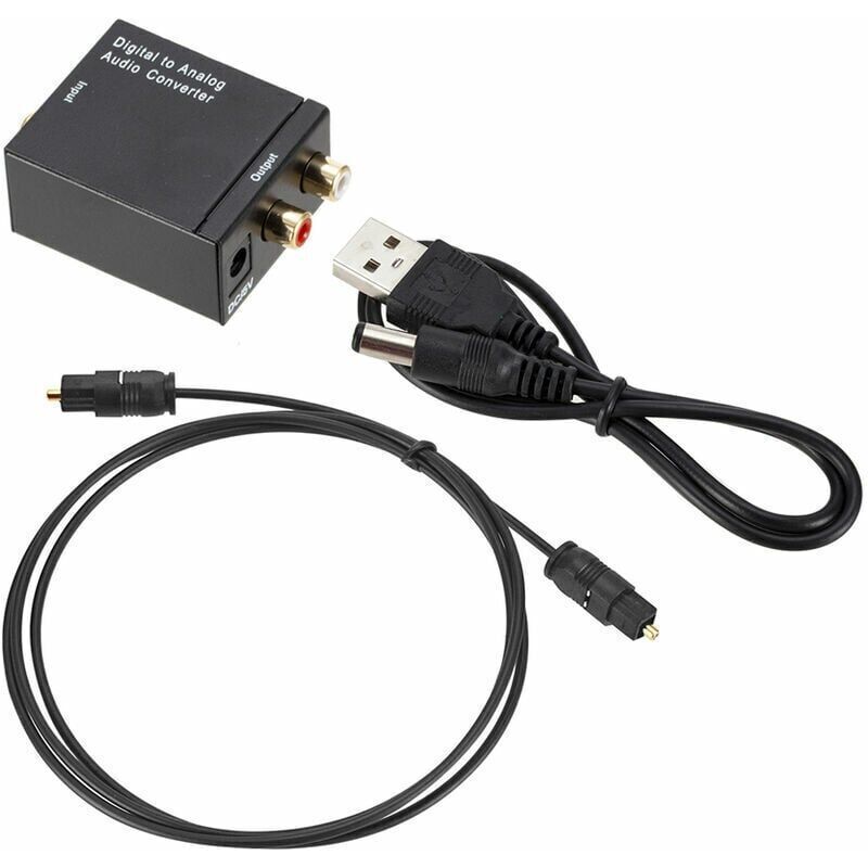 YMYNY Digital-Analog-Audio-Konverter, optisch zu Cinch-Audio-Umschaltbox, Toslink-Koaxial-AV-Umschaltbox, Schwarz thsinde