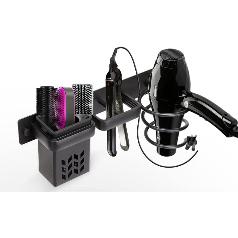 Haartrockner-Badezimmer-Aufbewahrungshalter, Zubehör-Organizer-Set und Glätteisen, professionelles Wandmontage-Zubehörregal aus Aluminium mit Löchern