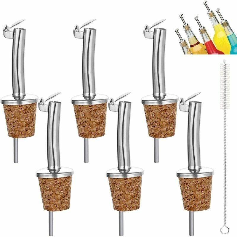 YMYNY Incutex 5X Korkenausgießer Flasche mit Deckel Ausgießer Flasche Ölausgießer Spirituosen Wein Öl Likör Essig - Küchenzubehör